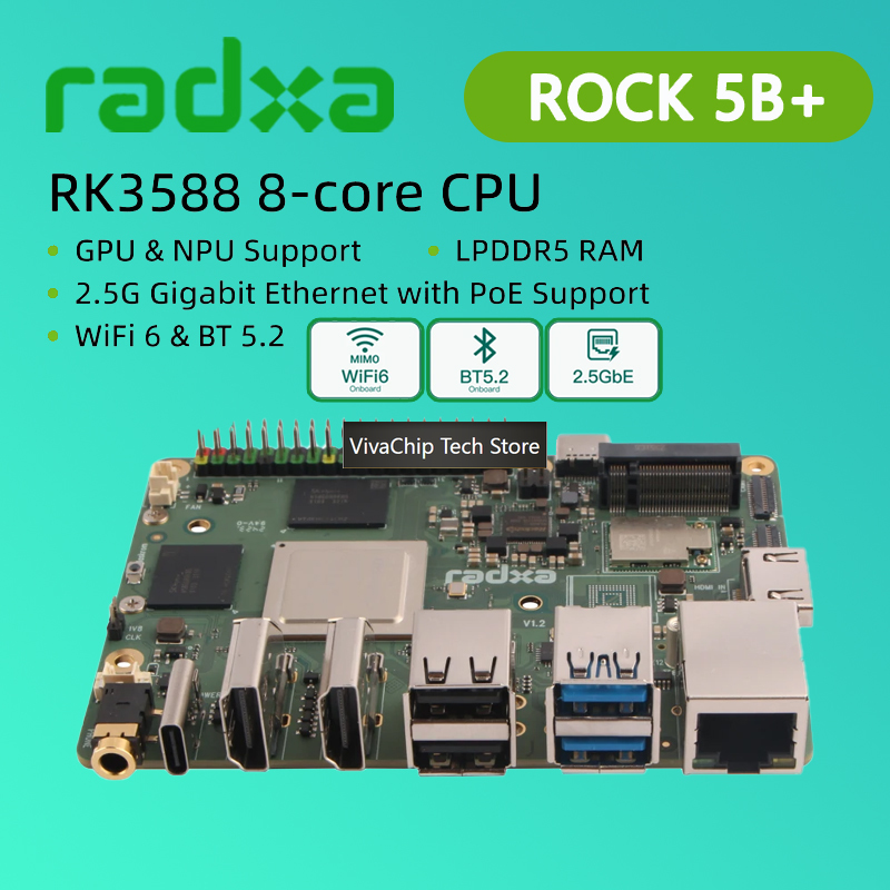 VivaChip TechRadxa ROCK 5B+ ชิ - Rockchip Rk3588 Development Board บทวิจารณ์และราคา
